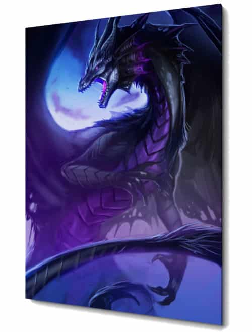 Canvas Print Angry Dark Black Purple dragon living room wall art